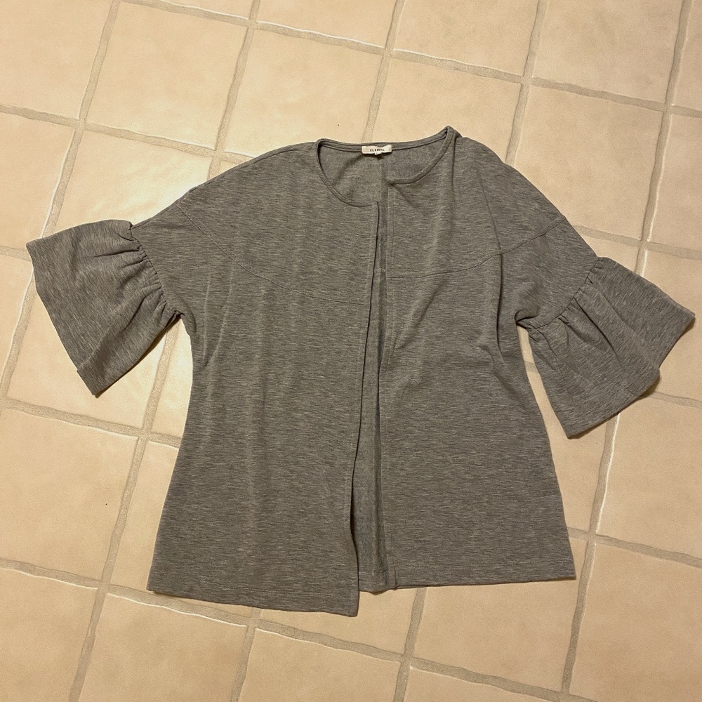 Pleione Bell Sleeve French Terry Jacket Heather Grey XXS